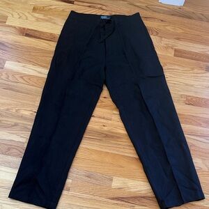 Ralph Lauren Polo Black Pull-On Linen Pant with Tie Waist